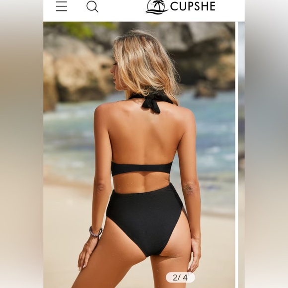 Geo Stitching Wrap Cutout One Piece Swimsuit - Picture 3 of 4